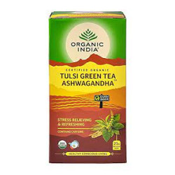 Organic India Tulsi Green Tea Ashwagandha 25 Tea Bags