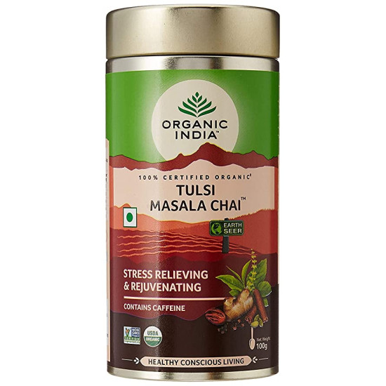 Organic India Tulsi Masala Chai 100 Gram Tin