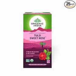 Organic India Tulsi Sweet Rose 25 Tea Bags 