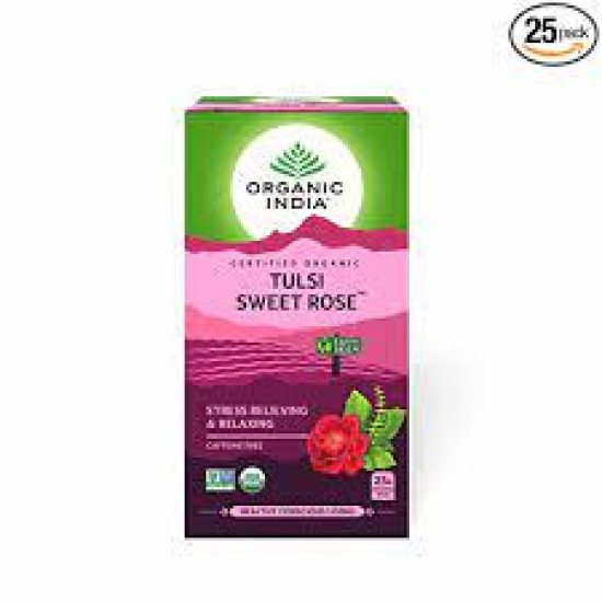 Organic India Tulsi Sweet Rose 25 Tea Bags 