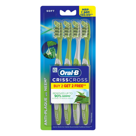 Oral B Criss Cross Toothbrush with Neem Extract Soft (Set of 4)